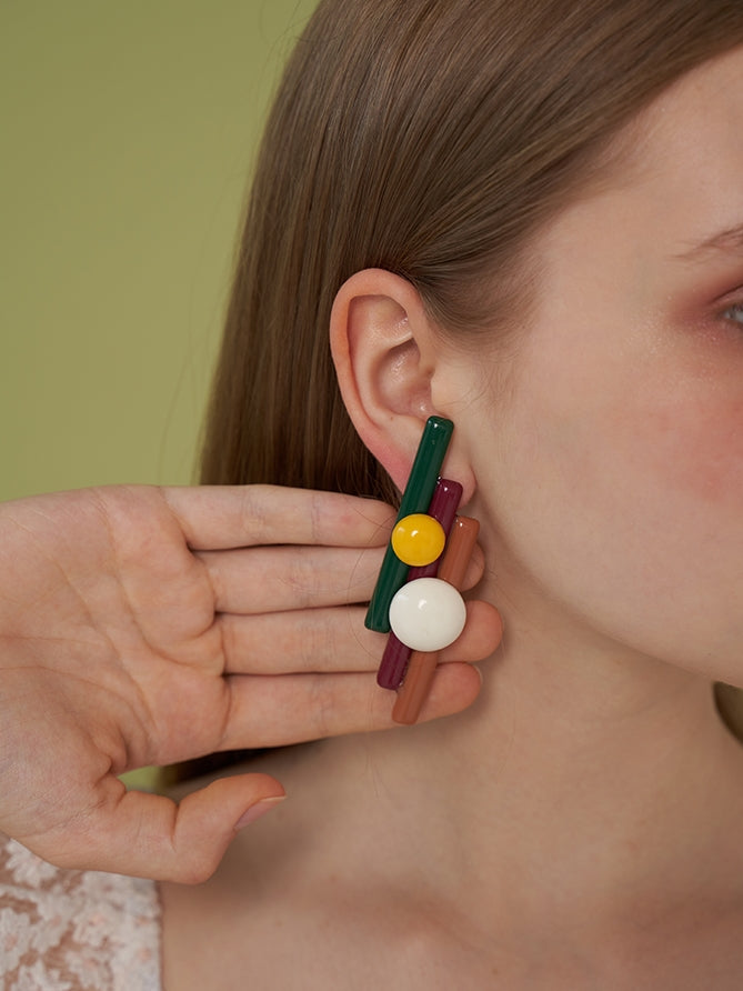 Pan Flute Contrast Color Earrings