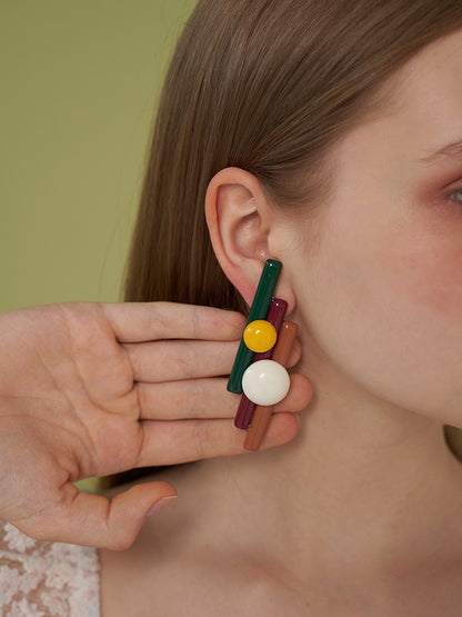 Pan Flute Contrast Color Earrings