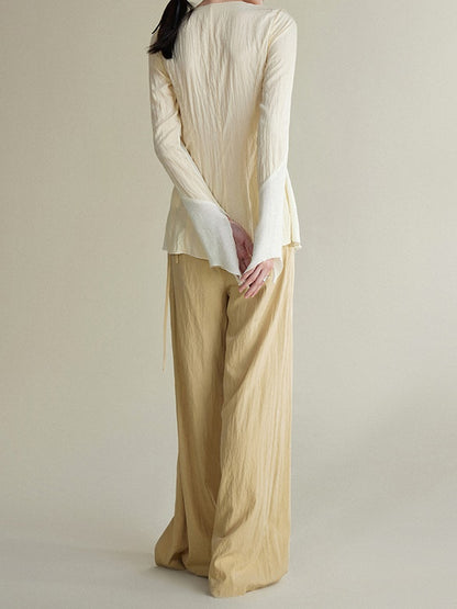 Draped Casual Wide-Leg Pants