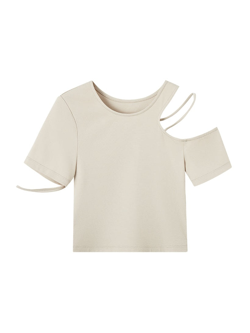 Shoulder Hollow Tie T-shirt