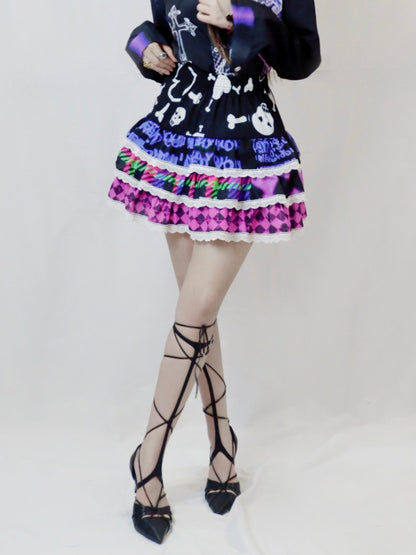 Printing Lace Cake Skirt