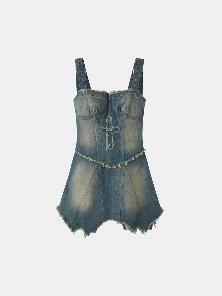 Denim Suspender IRREGULAR ONE-PIECE