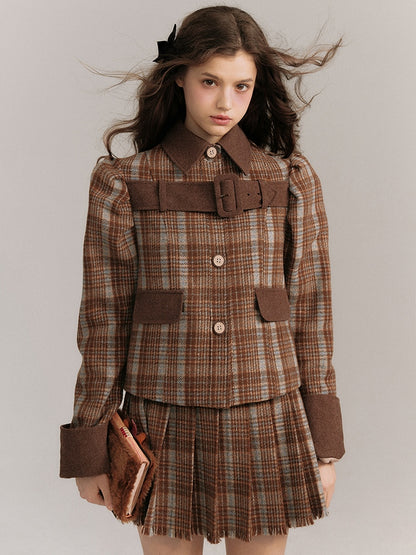 Plaid Belted Jacket