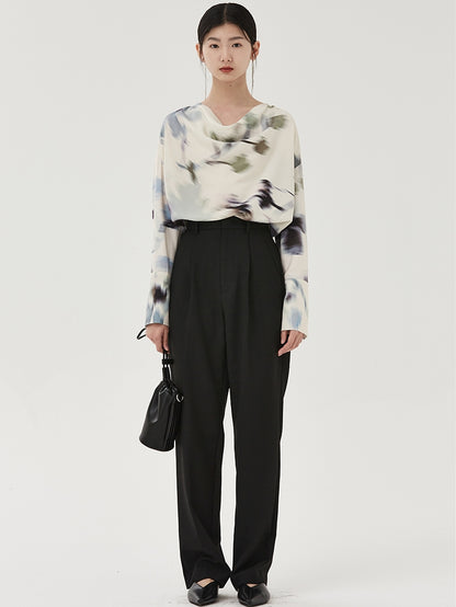 Floral Print Cowl Shirt