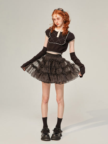 Tulle Ciffon Tiered Short Fluffy Skirt