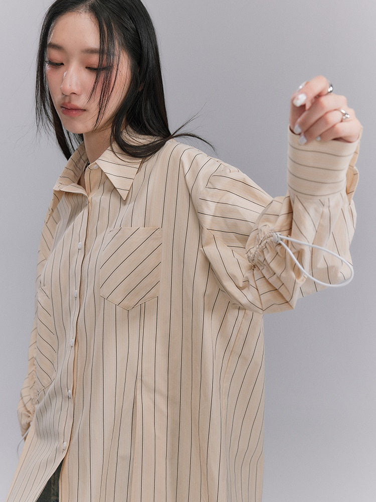 Striped Tie Loose Shirt