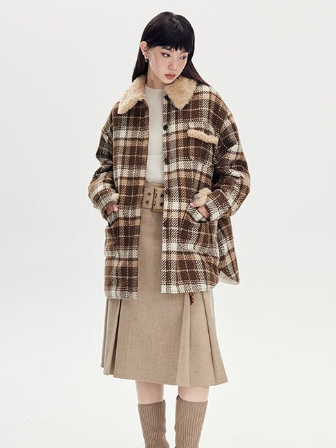 Plaid Loose Warm Jacket