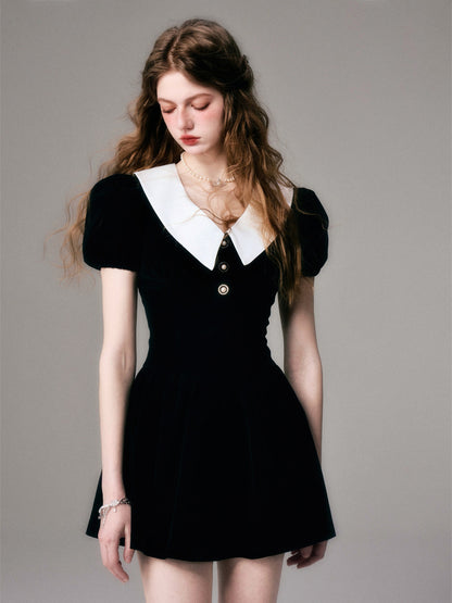 Velvet Doll Collar Dress