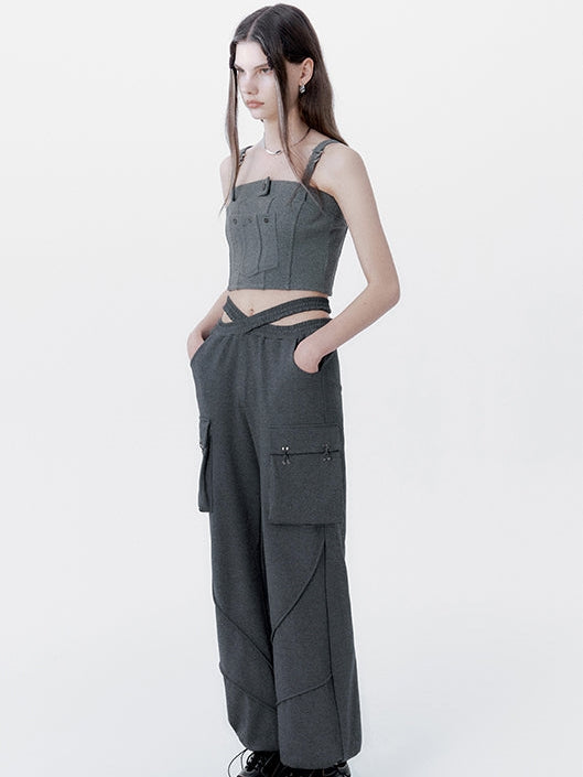 Gilet de poche tridimensionnel et pantalon décontracté