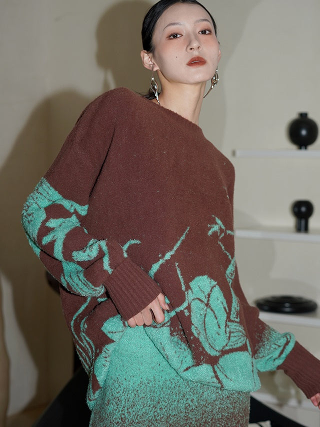 Knitted Jacquard Sweater &amp; Skirt