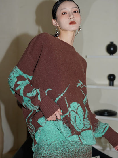 Knitted Jacquard Sweater &amp; Skirt