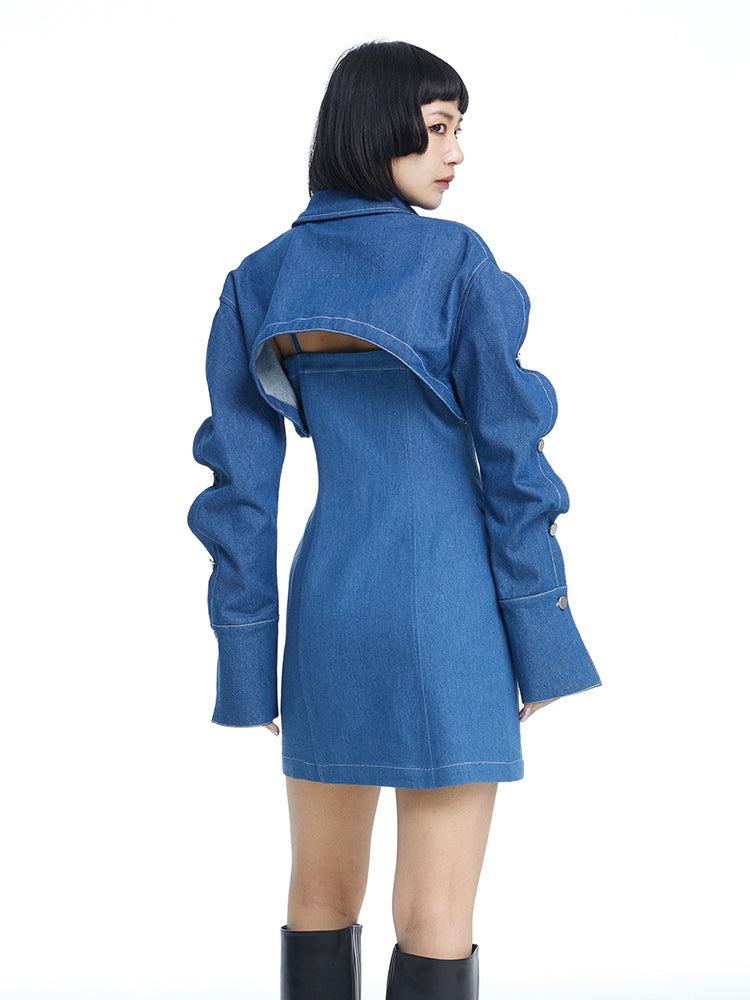 Boléro de veste couchée en denim