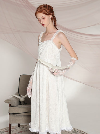 Lace Suspender Long Dress