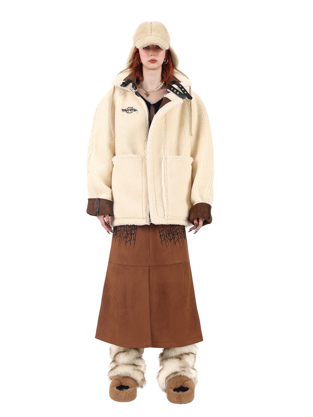 Double-sided Suede Lamb Wool High Collar Coat