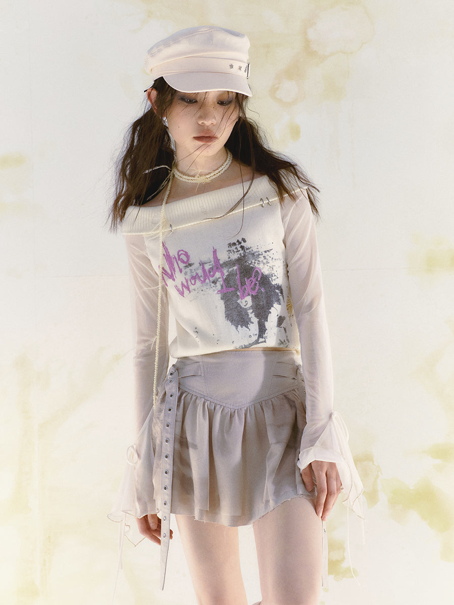 Butterfly Graffiti Mesh Skirt