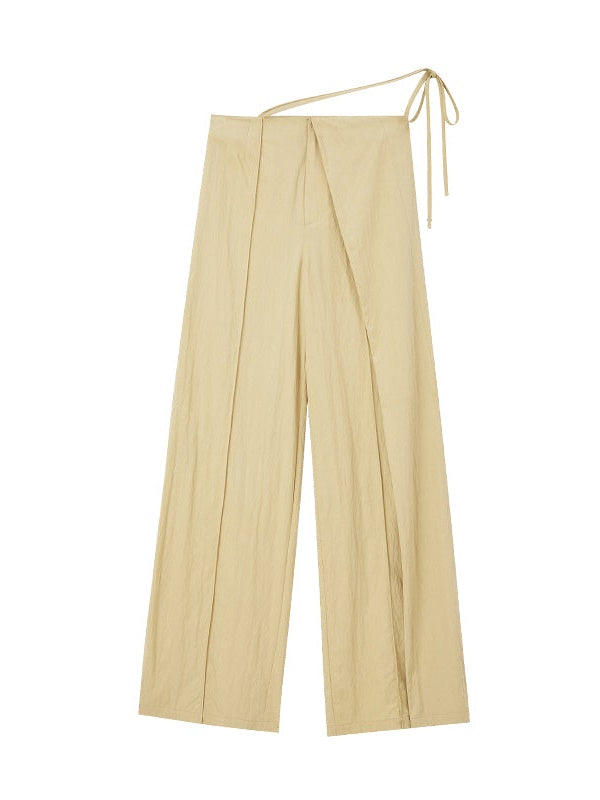 Draped Casual Wide-Leg Pants