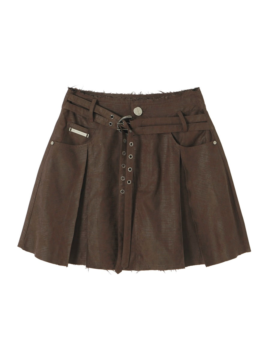 Lace-up Retro Short-tops Skirt