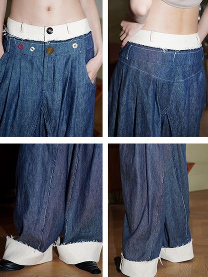 Long Wide Leg Denim Pants