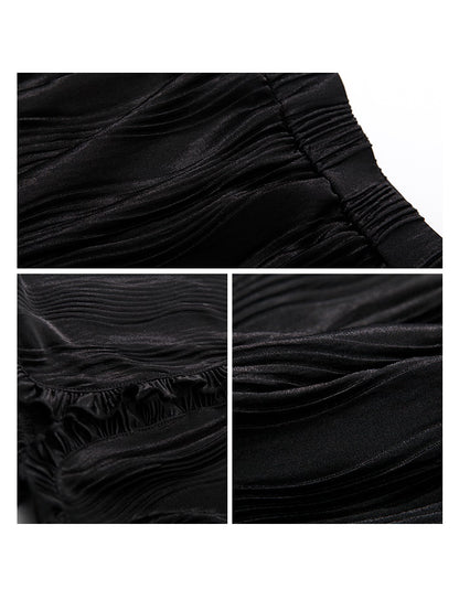 Wave Pleated Slit Elastic Mopping Pants