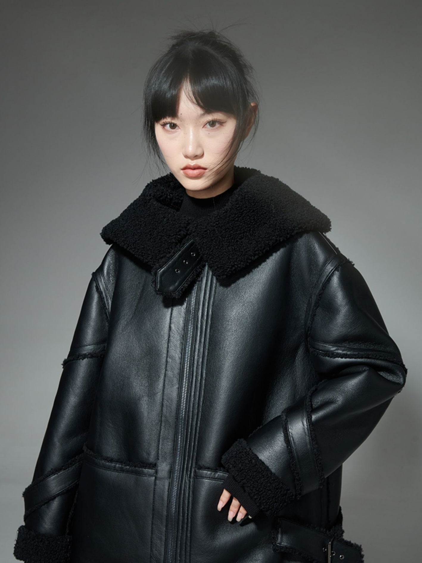 Imitation Leather Lamb Wool Jacket