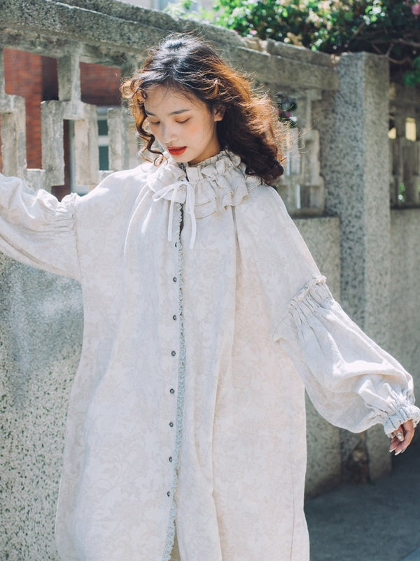 French Girl Loose Lace Cotton Linen Dress