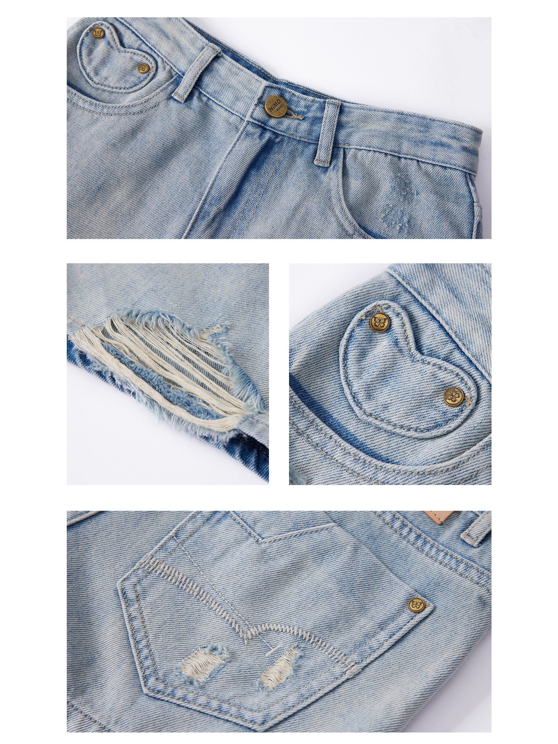 Washed Ripped Denim Shorts Pants