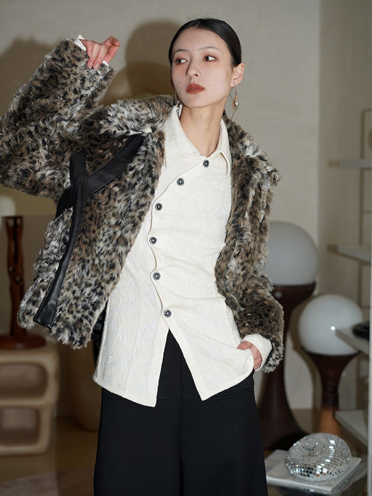 LEOPARD FUR SHORT LOOSE COAT