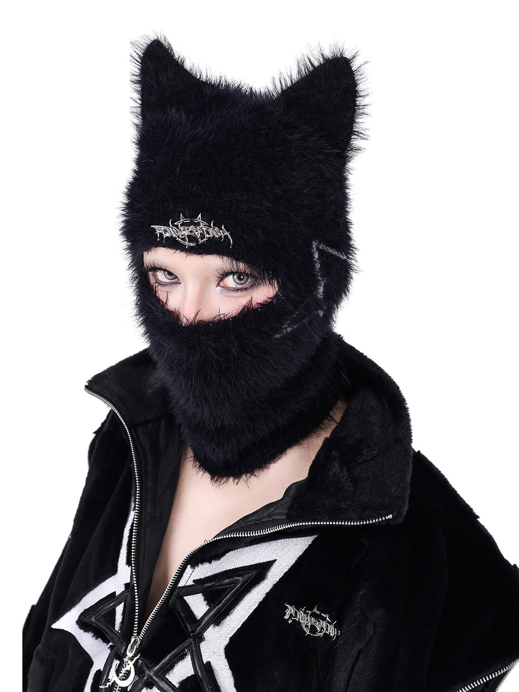 Cat Ears Masked Knitted Hat