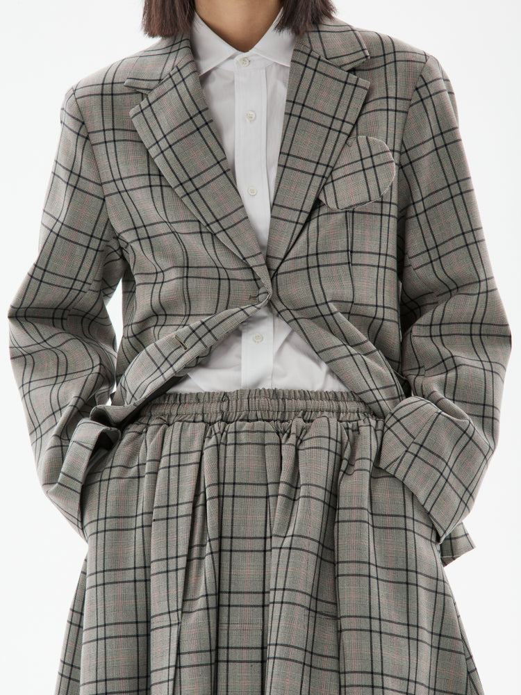 Plaid Pleated Elastic Skirt