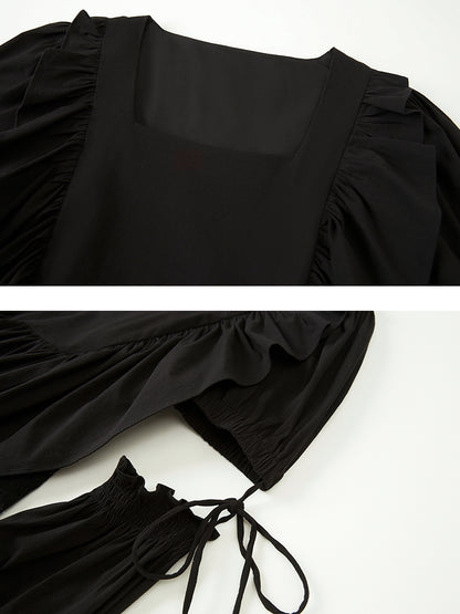 Detachable Sleeve Black IRREGULAR DRESS