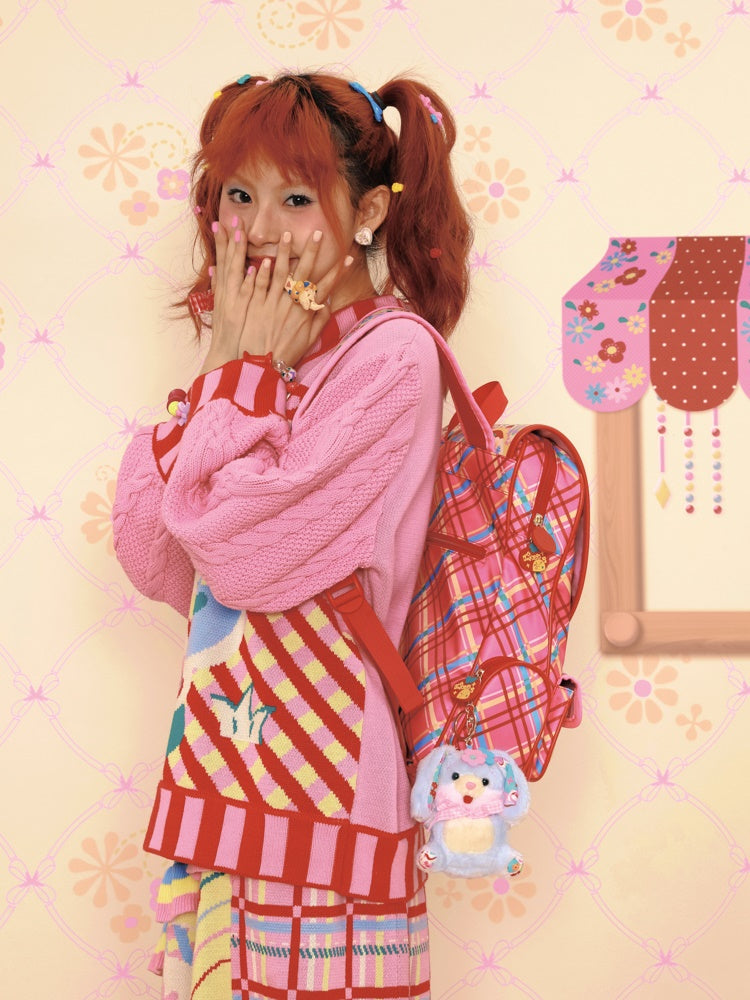 Plaid Pu NYLON BACKPACK