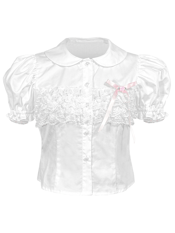 Doll Collar Lace Decorative Flower Brooch Shirt