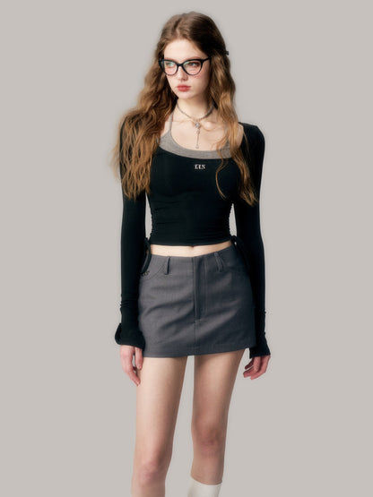 High Waist Hip A-Line Skirt