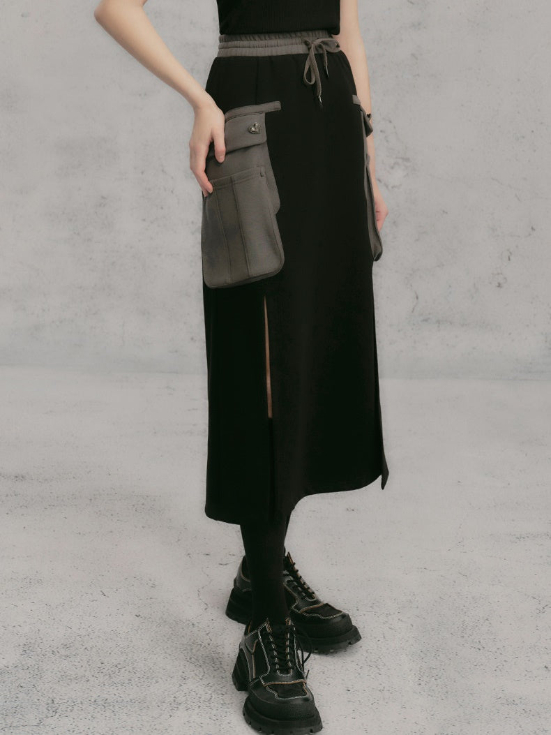 Letter Long-Sleeed Cropped Sweat &amp; Skirt