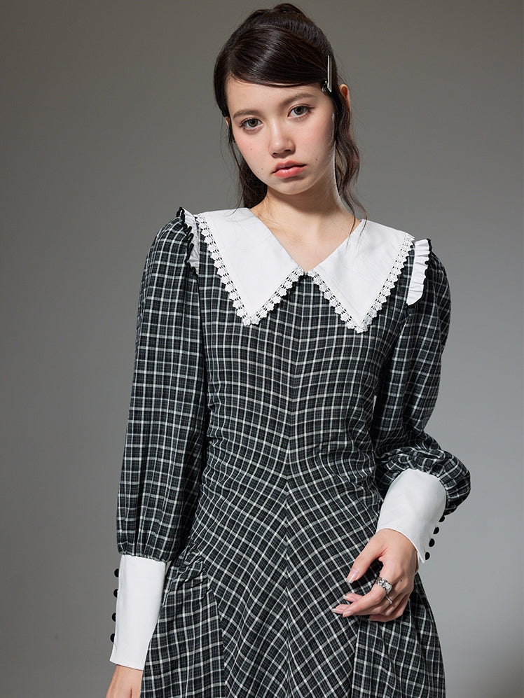 Fashion retro checkered dress