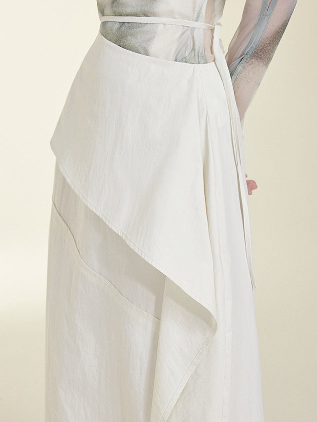 Oblique Waist Loose-Leaf Cocoon Skirt