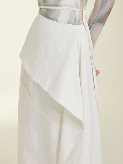 Oblique Waist Loose-leaf Cocoon Skirt