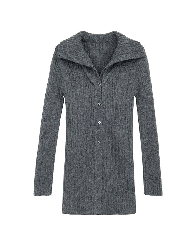 Wooly Lapel Knitted Cardigan