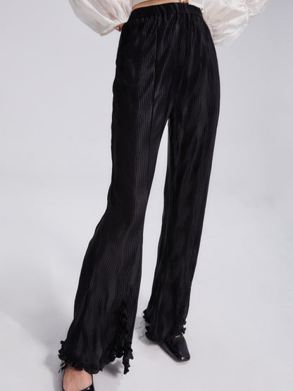 Wave Pleated Slit Elastic Mopping Pants