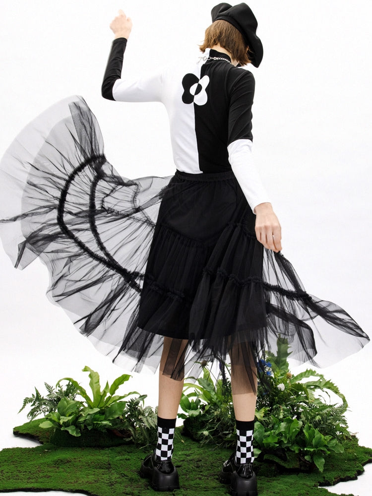 Tulle IRREGULAR HEM TIERED SKIRT