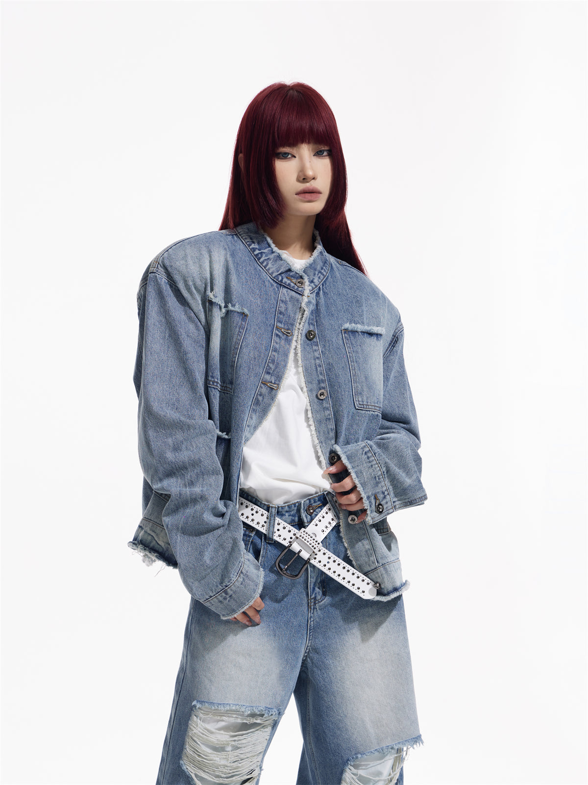 Raw Edge Design Casual Denim Jacket