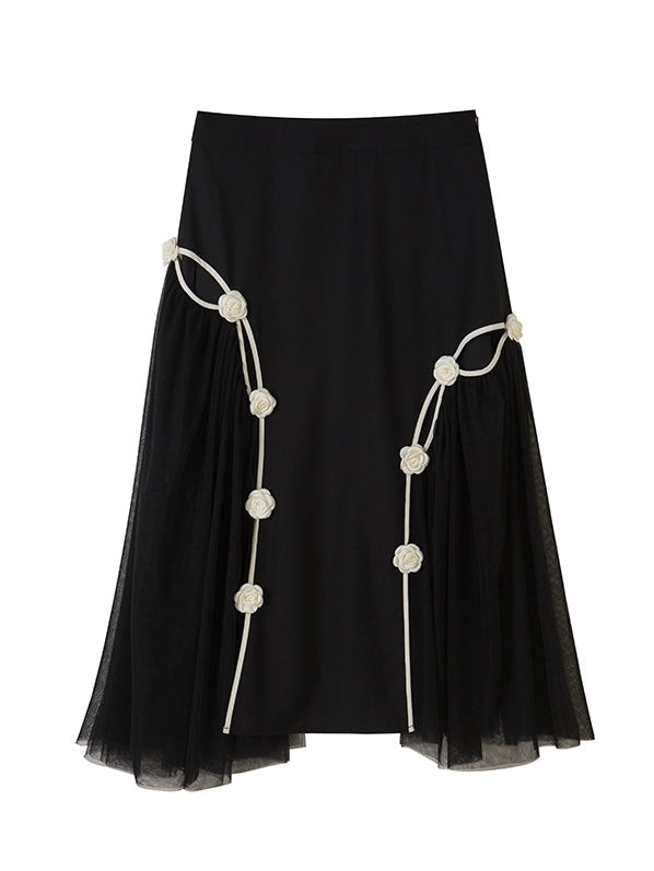 High Waist Bow Mesh IRREGULAR SKIRT