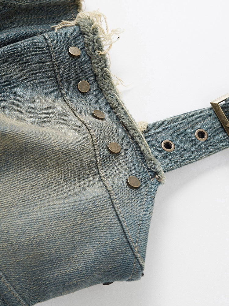 Sous-soutenance en denim One-pièce irrégulière