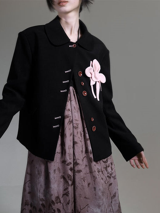 Kurzjacke mit genähten Blumen