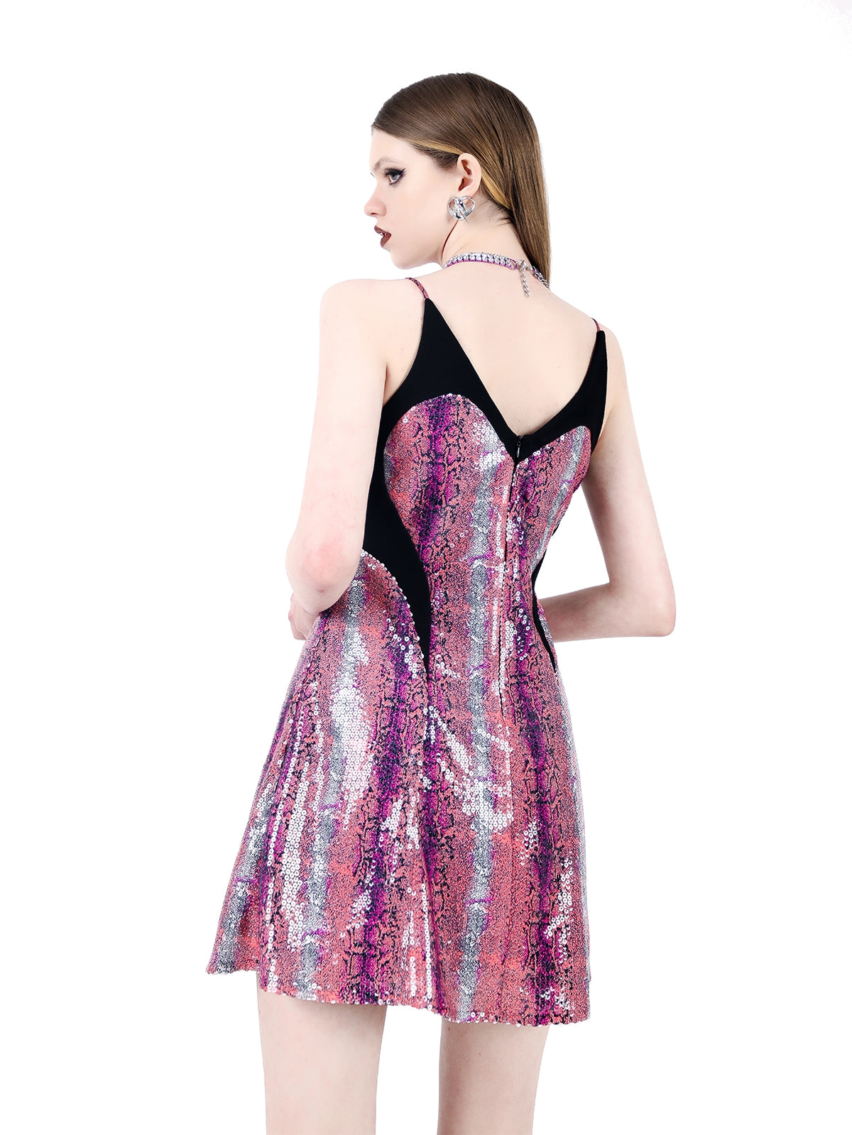 Snake Pattern Sequin Dress