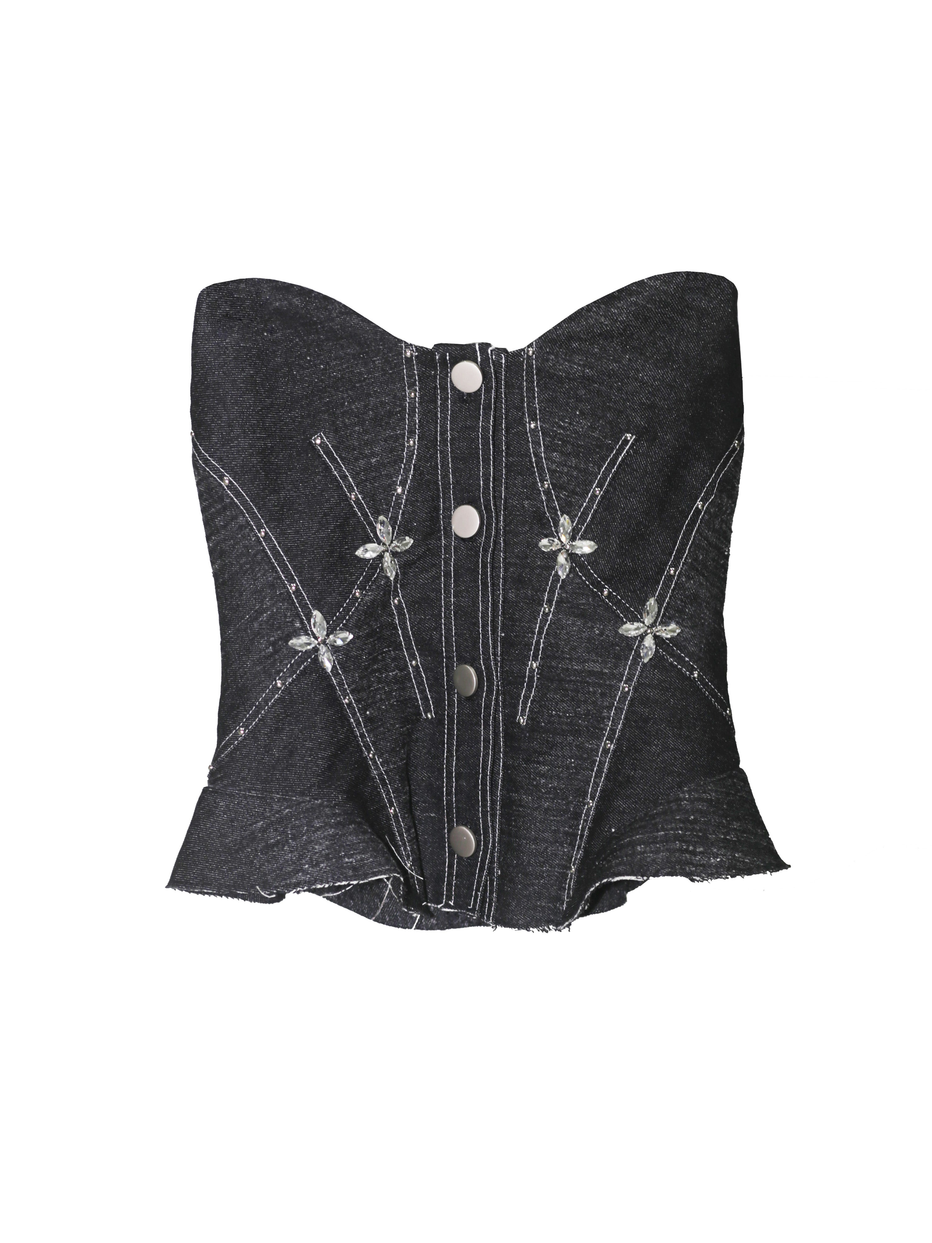 RIVETS DENIM TUBE TOP