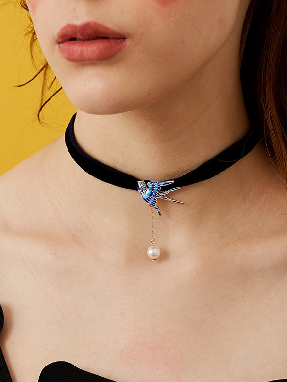 Cloisonne Swallow Choker