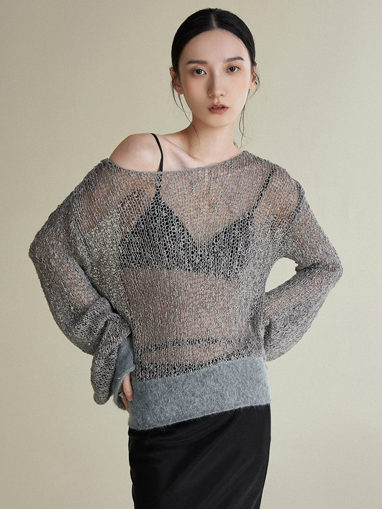 Belly Yarn Stitching Mohair Loose Sweater