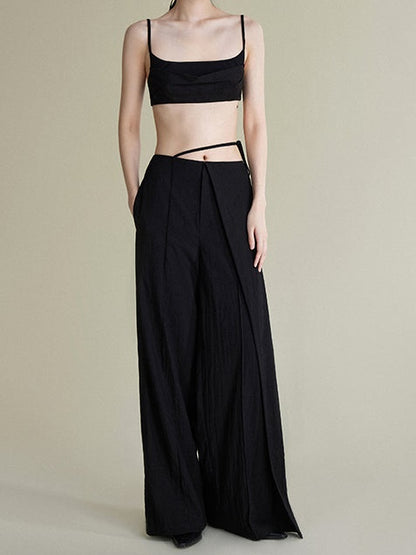 Draped Casual Wide-Leg Pants