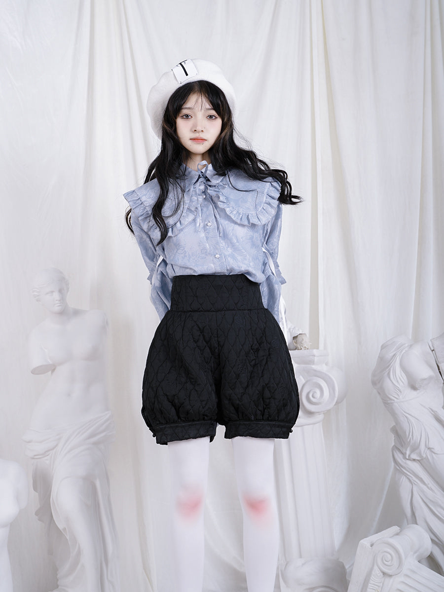 Cute High-waist Quilting Balloon Short-pants